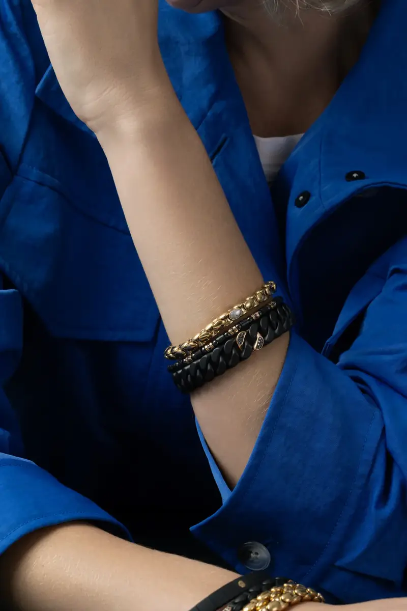 ROBERTO DEMEGLIO Matte White Station Anaconda Stretch Bracelet | Thumbnail 3