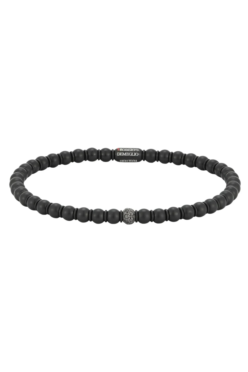 ROBERTO DEMEGLIO One Diamond Beaded Black Sfera Stretch Bracelet