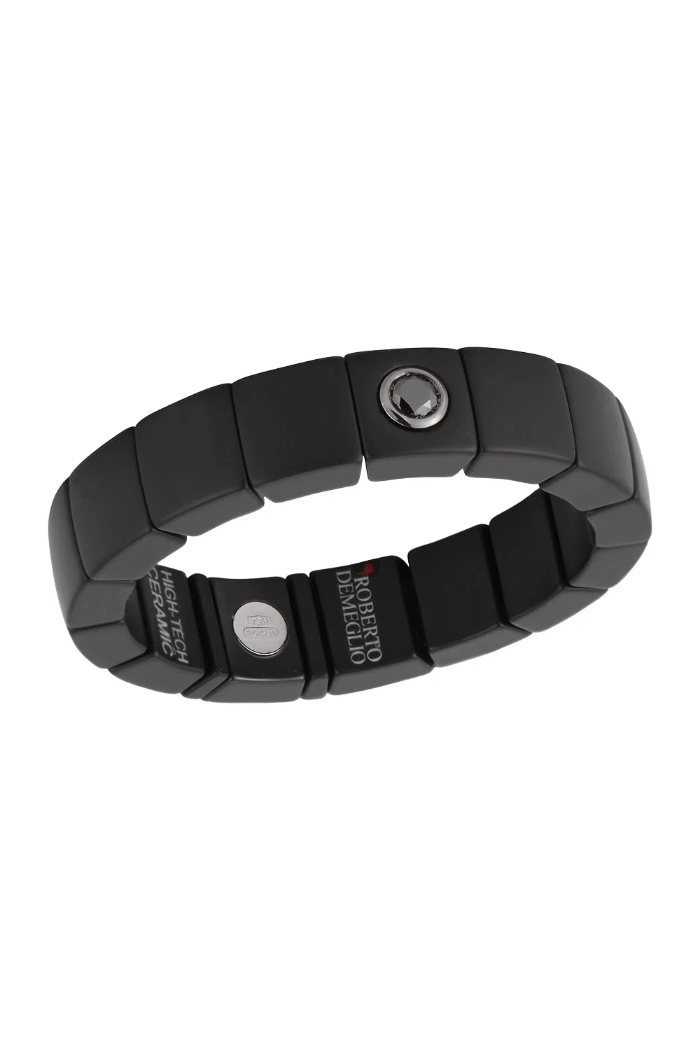 ROBERTO DEMEGLIO One Diamond Bezel Matte Black Scacco Stretch Ring
