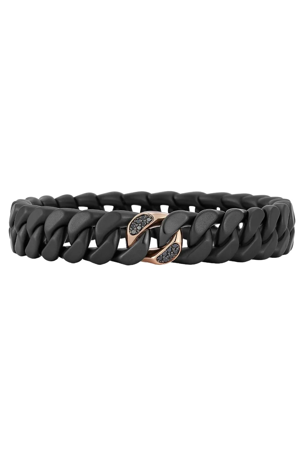ROBERTO DEMEGLIO One Diamond Matte Black Groumette Stretch Bracelet