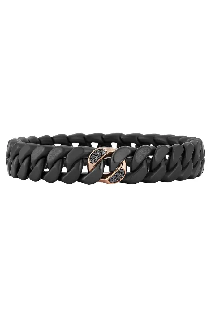 One Diamond Matte Black Groumette Stretch Bracelet One Diamond Matte Black Groumette Stretch Bracelet