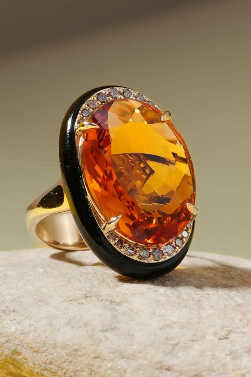 ANDREA MATOS LOPES Onyx Champagne Diamond Citrine Ring | Thumbnail 3