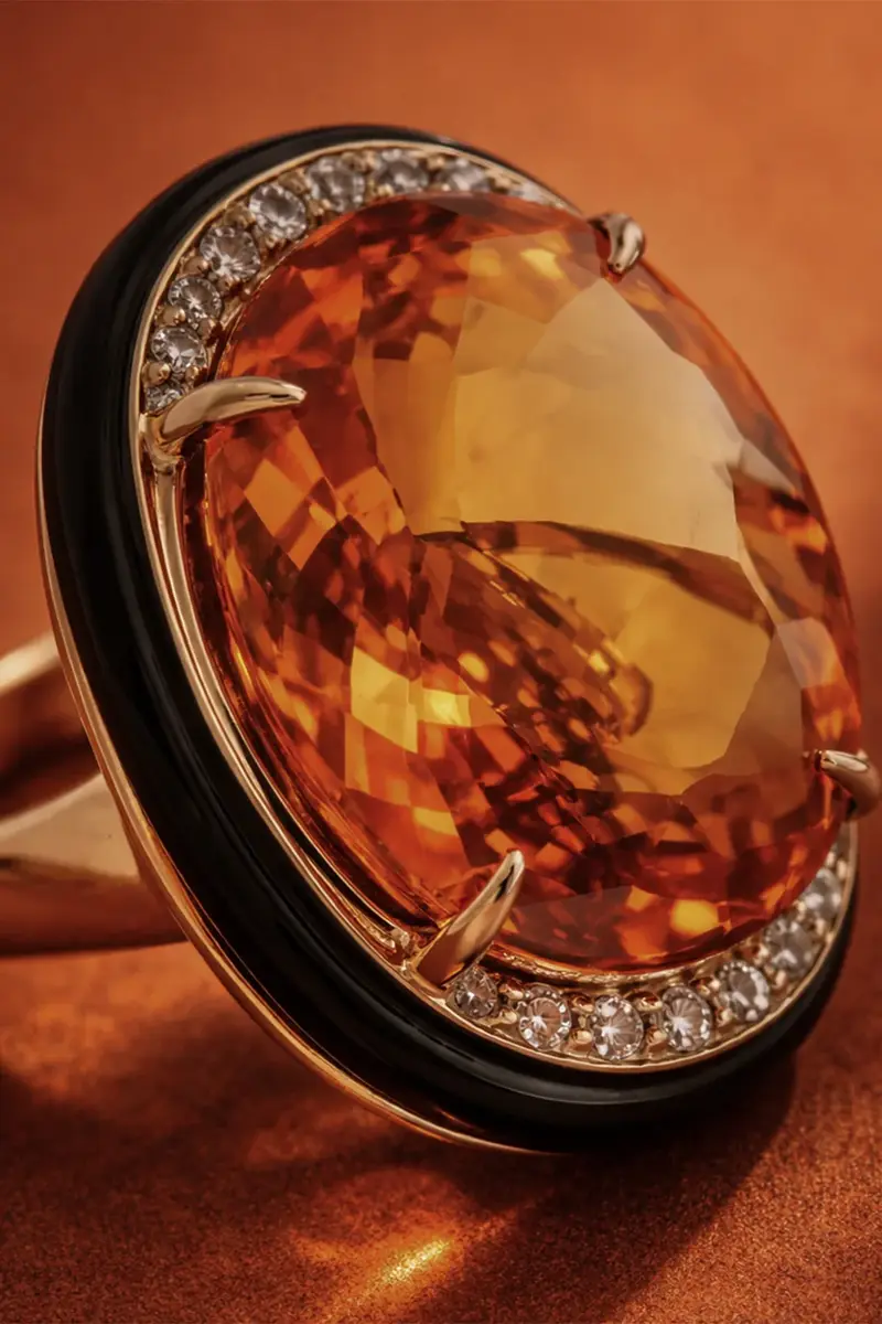 ANDREA MATOS LOPES Onyx Champagne Diamond Citrine Ring | Thumbnail 4
