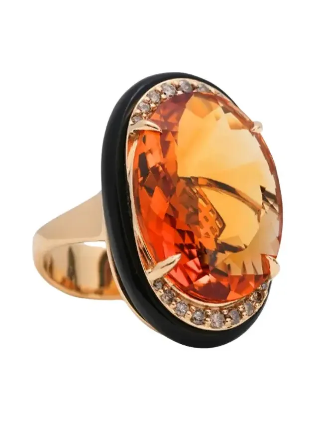 Onyx Champagne Diamond Citrine Ring Onyx Champagne Diamond Citrine Ring
