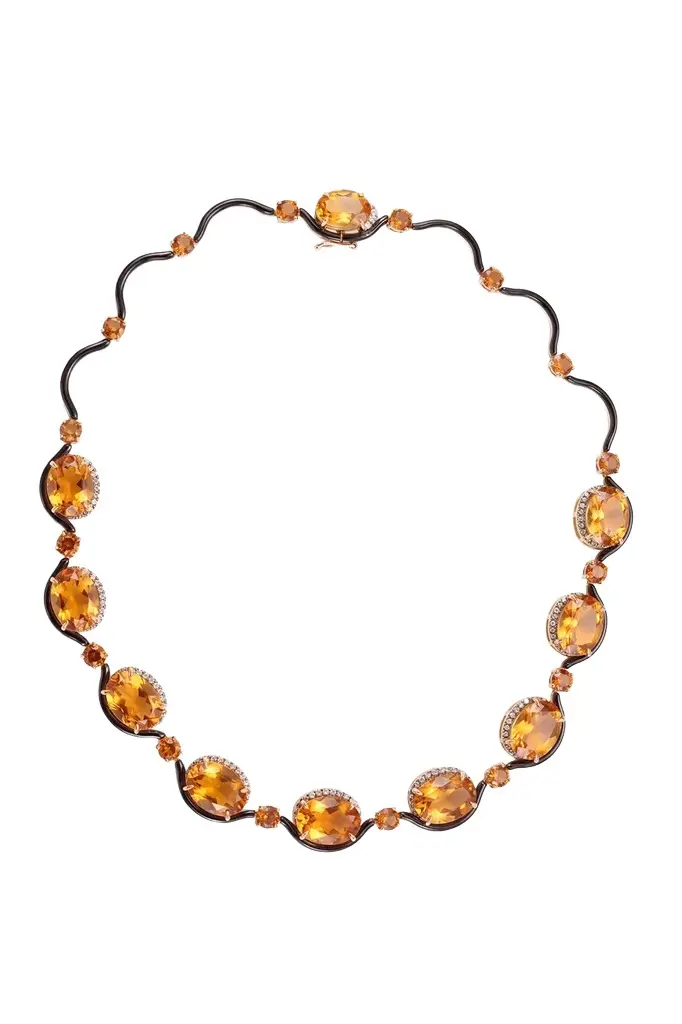 ANDREA MATOS LOPES Onyx Citrine Diamond Necklace