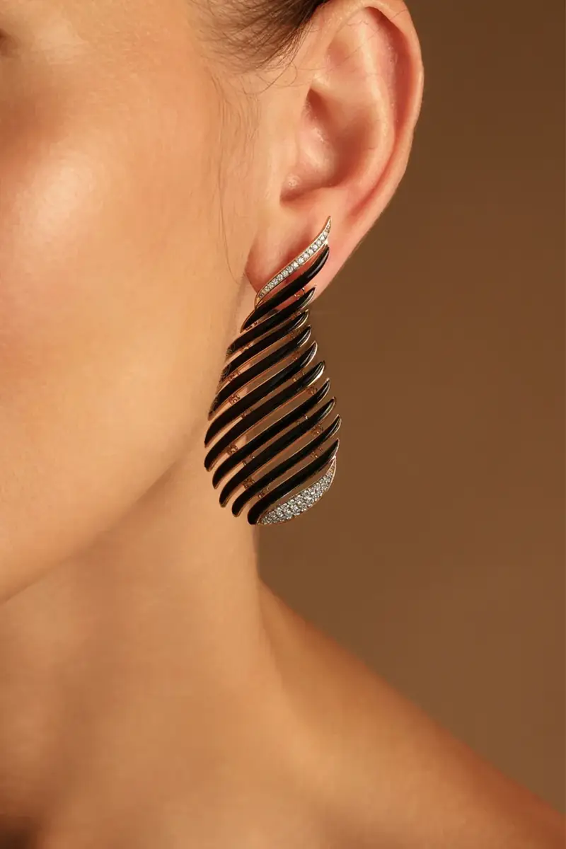 ANDREA MATOS LOPES Onyx Diamond Carved Earrings | Thumbnail 2 ANDREA MATOS LOPES Onyx Diamond Carved Earrings | Thumbnail 2