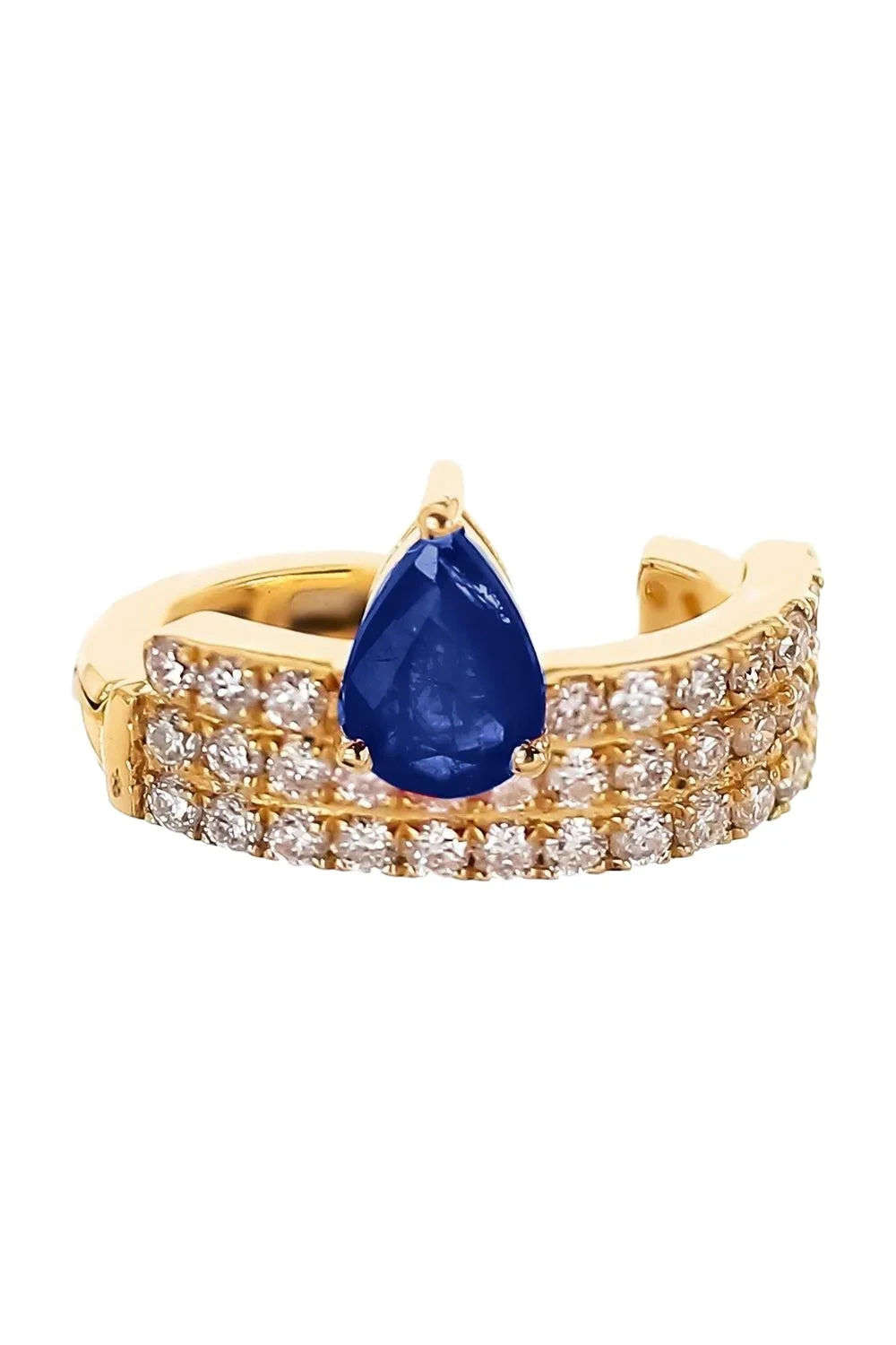 Blue Sapphire Diamond Pear Ear Cuff Blue Sapphire Diamond Pear Ear Cuff
