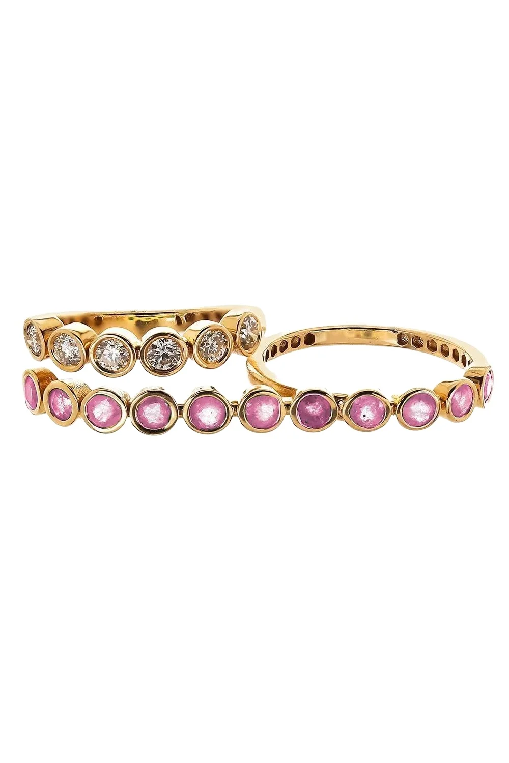 SOFIA LAROUSSI Pink Sapphire Diamond Two Finger Ring