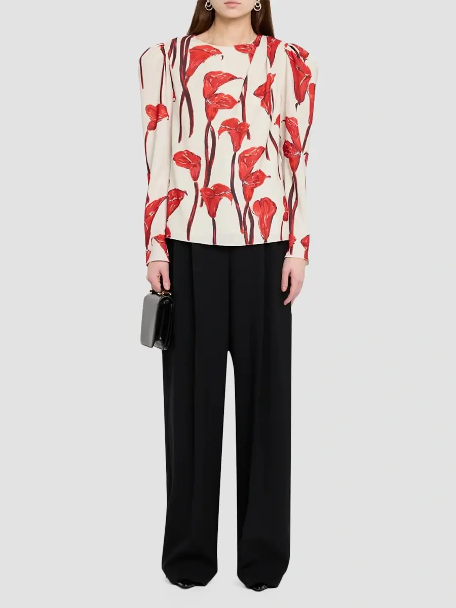Carolina Herrera Women's Floral Draped Blouse | Thumbnail 2 Carolina Herrera Women's Floral Draped Blouse | Thumbnail 2