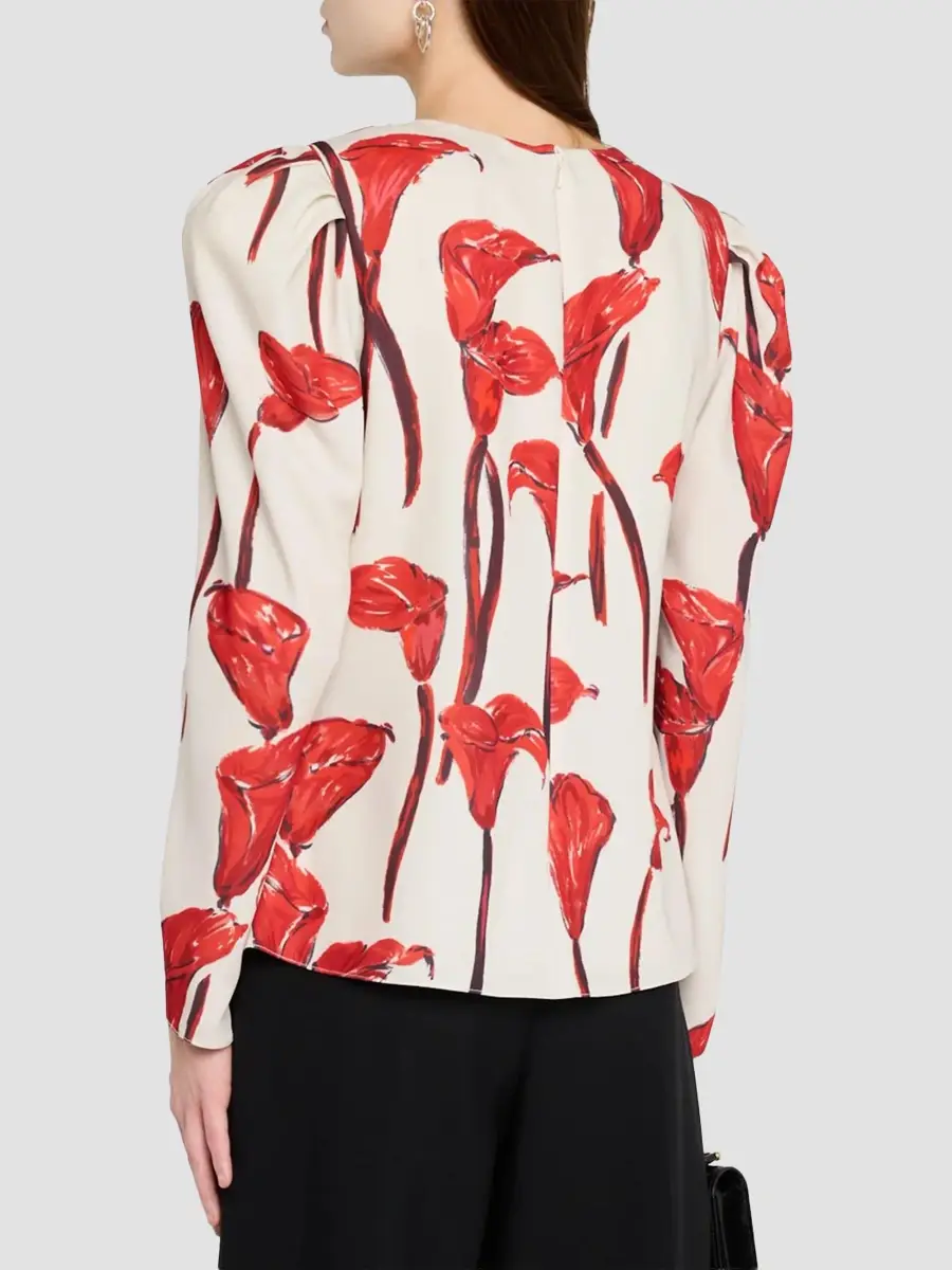 Carolina Herrera Women's Floral Draped Blouse | Thumbnail 3 Carolina Herrera Women's Floral Draped Blouse | Thumbnail 3