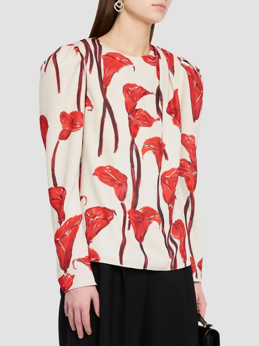 Carolina Herrera Women's Floral Draped Blouse | Thumbnail 4 Carolina Herrera Women's Floral Draped Blouse | Thumbnail 4