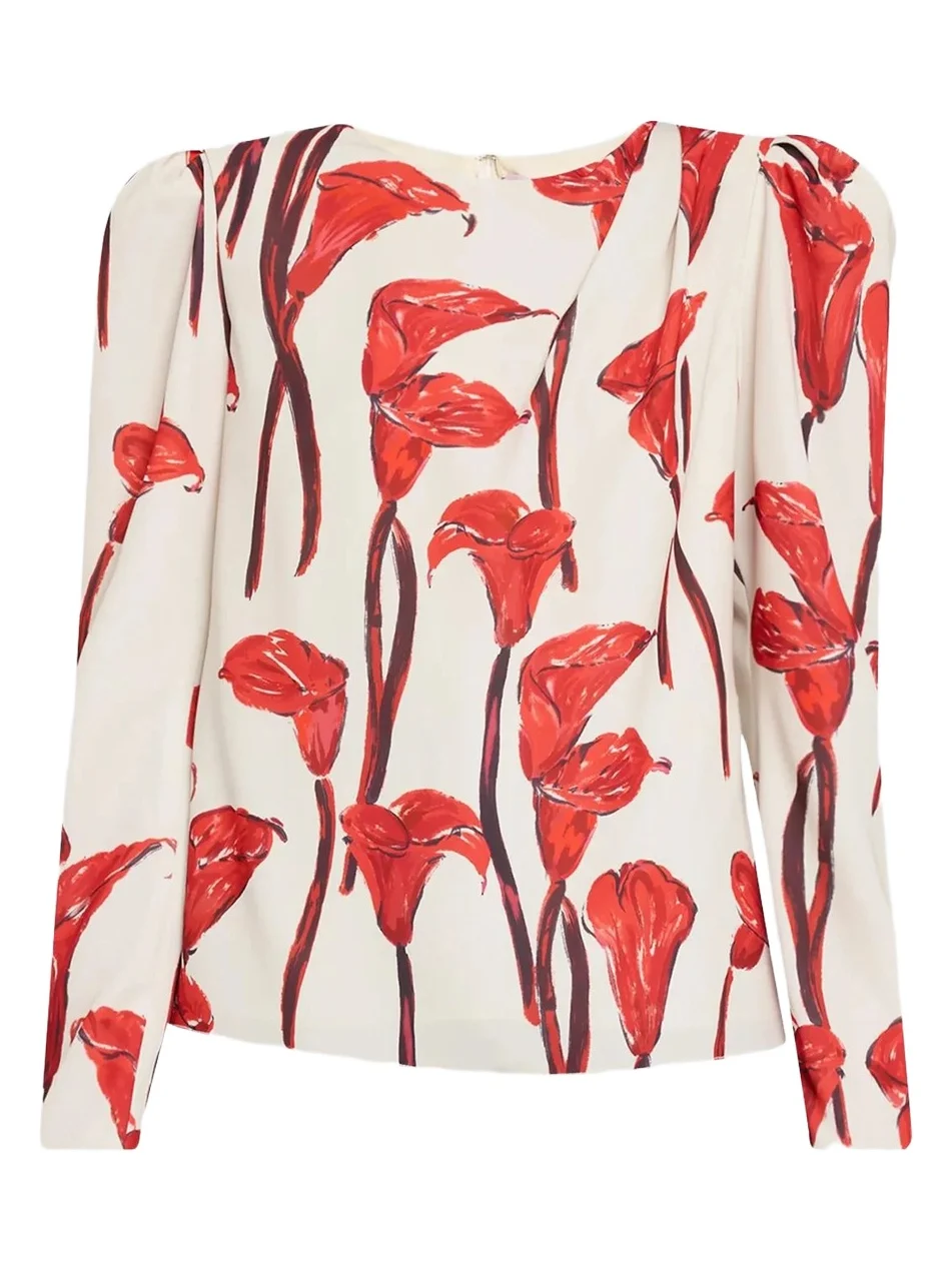 Carolina Herrera Women's Floral Draped Blouse