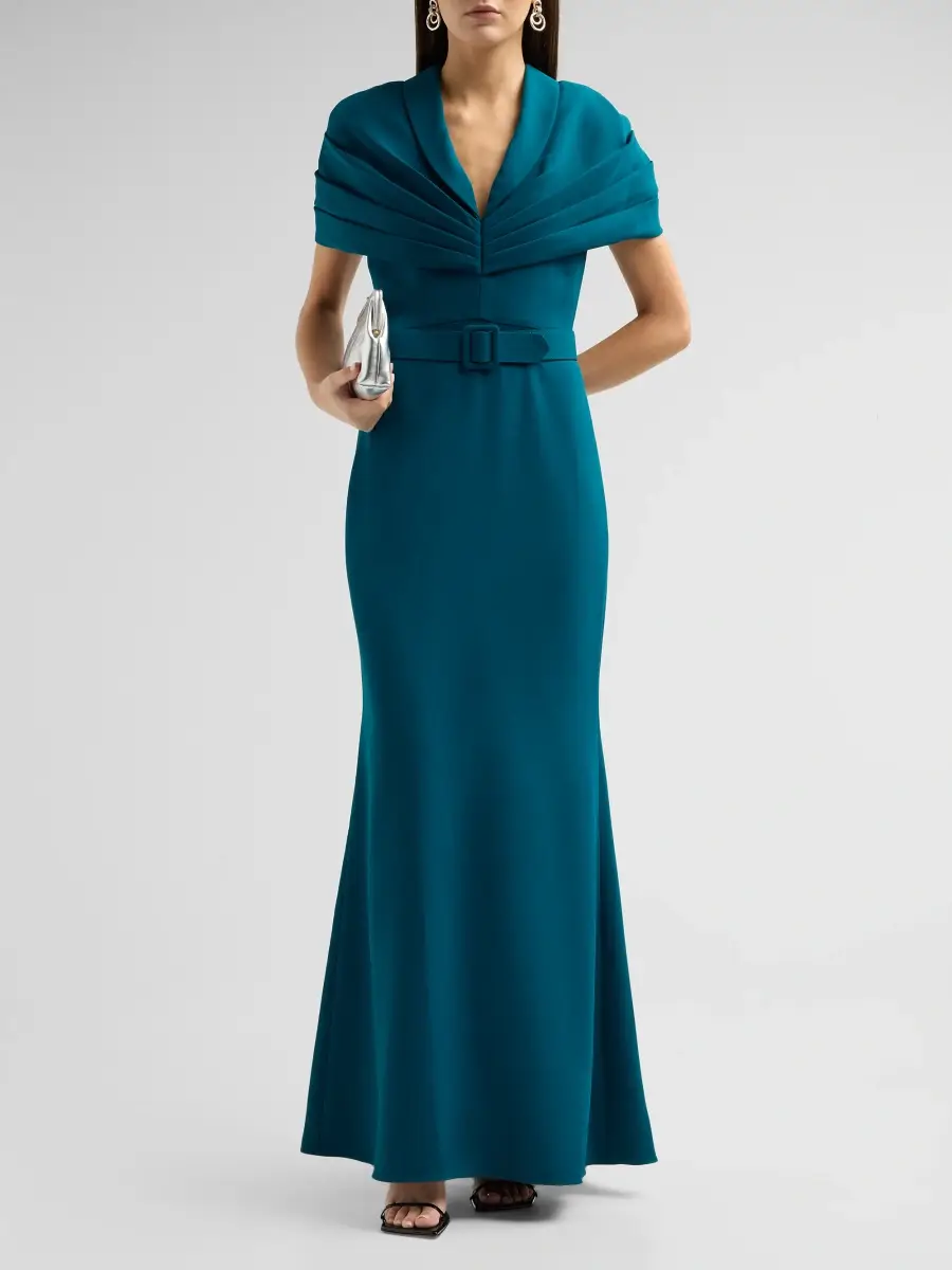 BADGLEY MISCHKA Women's Draped Belted Gown | Thumbnail 2 BADGLEY MISCHKA Women's Draped Belted Gown | Thumbnail 2