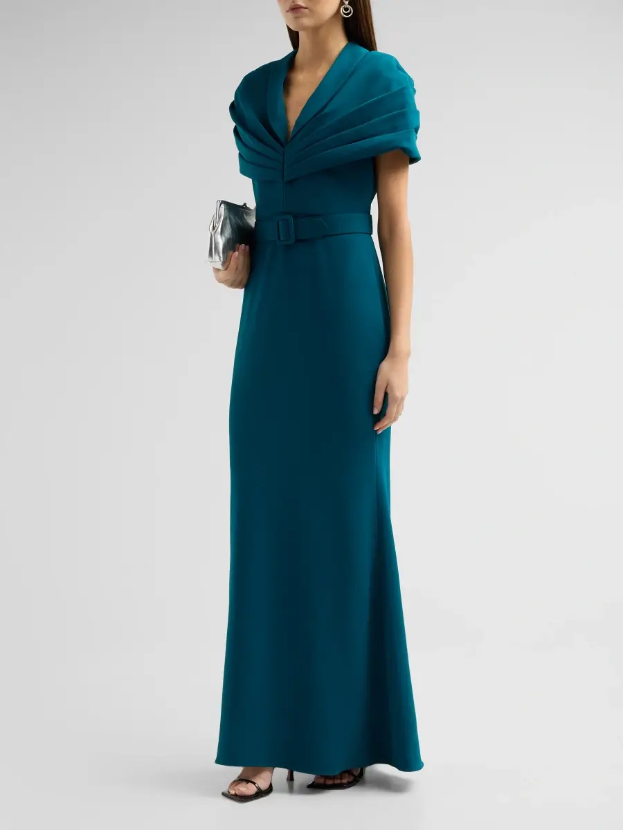 BADGLEY MISCHKA Women's Draped Belted Gown | Thumbnail 4 BADGLEY MISCHKA Women's Draped Belted Gown | Thumbnail 4