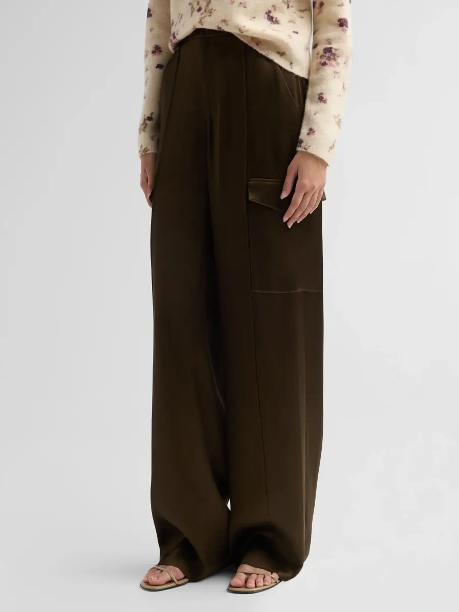 Vince Women's Satin Utility High-Waist Trousers | Thumbnail 4 Vince Women's Satin Utility High-Waist Trousers | Thumbnail 4