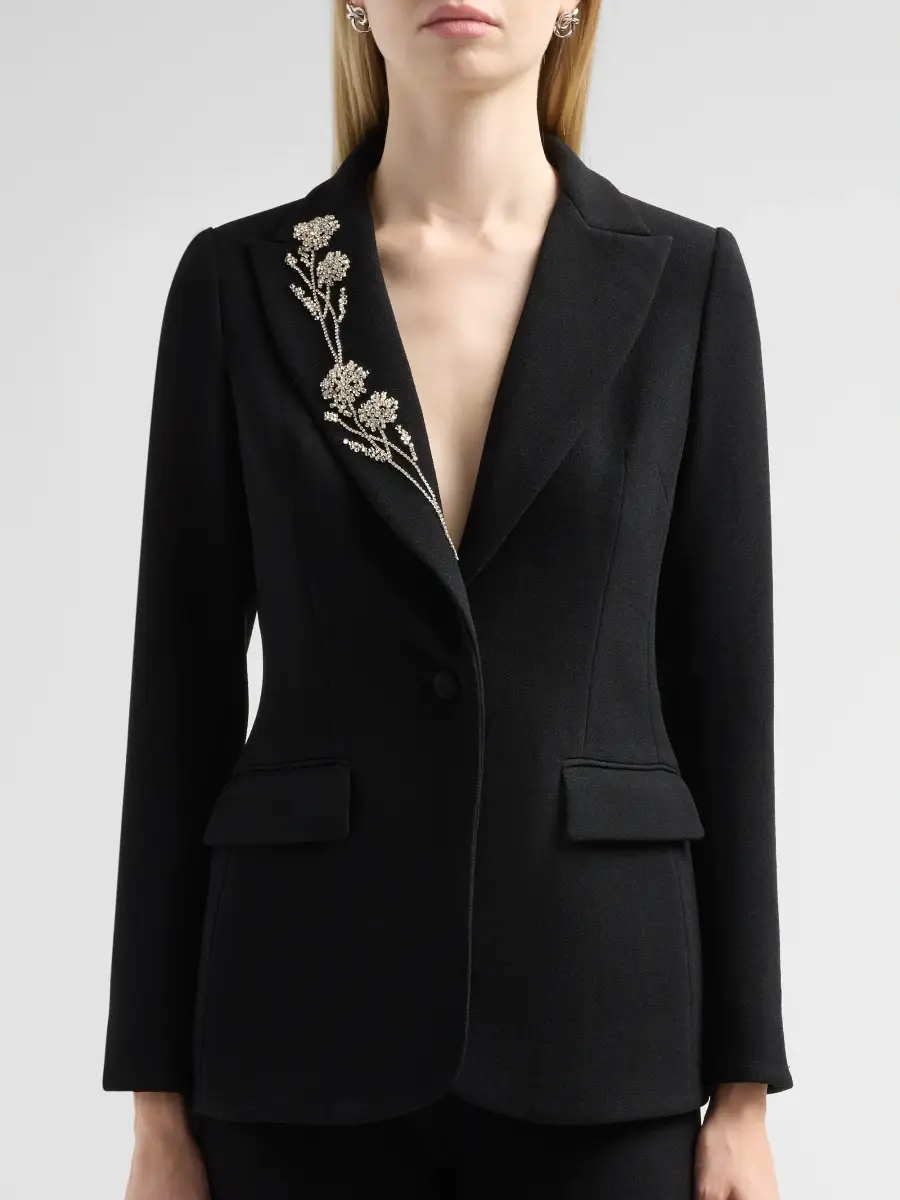 Teri Jon by Rickie Freeman Women's Embellished Crepe Blazer | Thumbnail 5 Teri Jon by Rickie Freeman Women's Embellished Crepe Blazer | Thumbnail 5