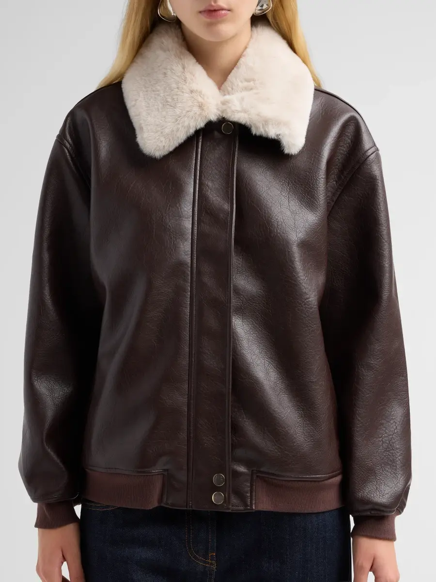 Generation Love Women's Allison Faux Leather Bomber Jacket | Thumbnail 5 Generation Love Women's Allison Faux Leather Bomber Jacket | Thumbnail 5