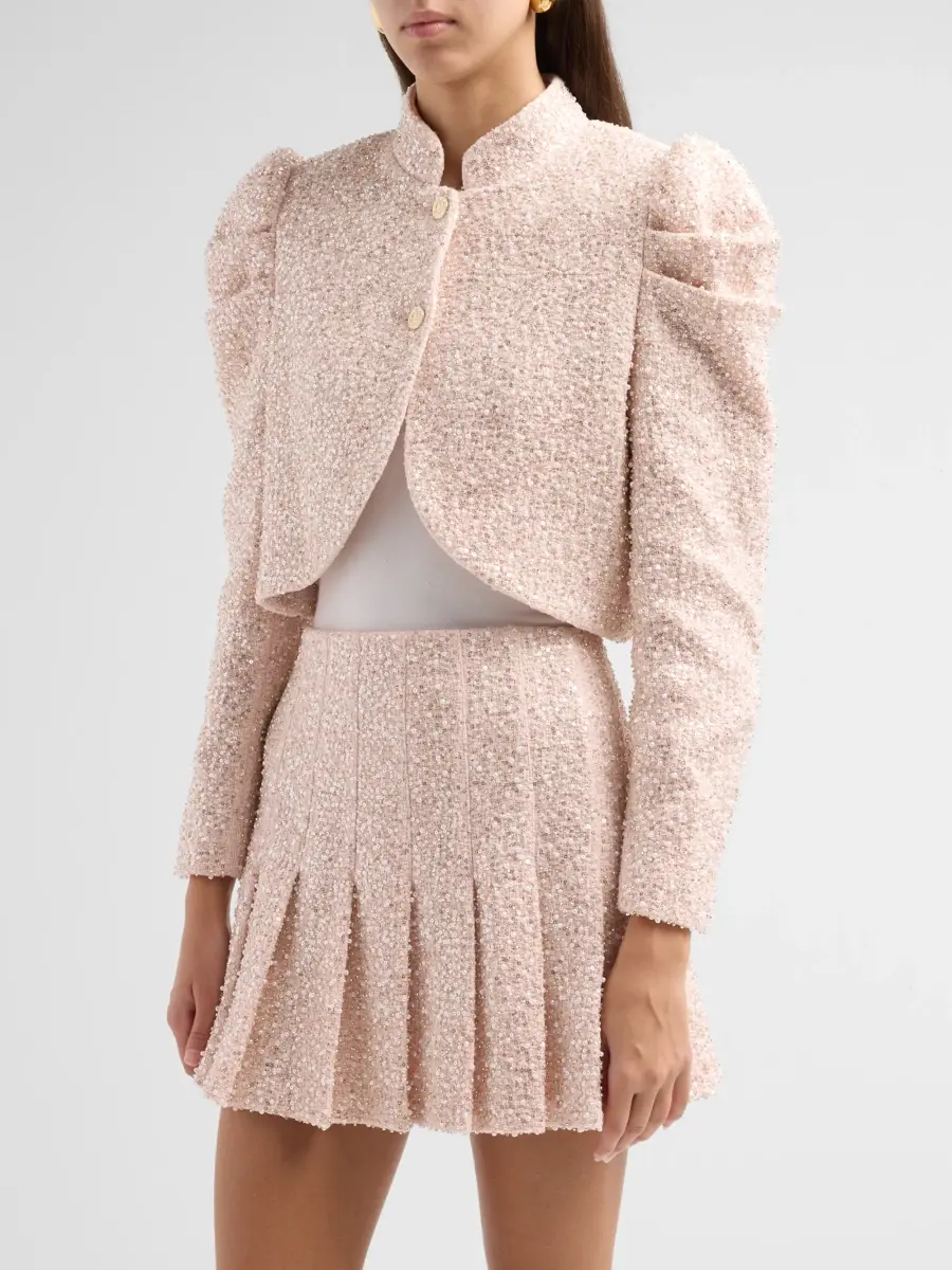 Alice + Olivia Women's Ilaria Embell Tweed Cropped Jacket | Thumbnail 4 Alice + Olivia Women's Ilaria Embell Tweed Cropped Jacket | Thumbnail 4
