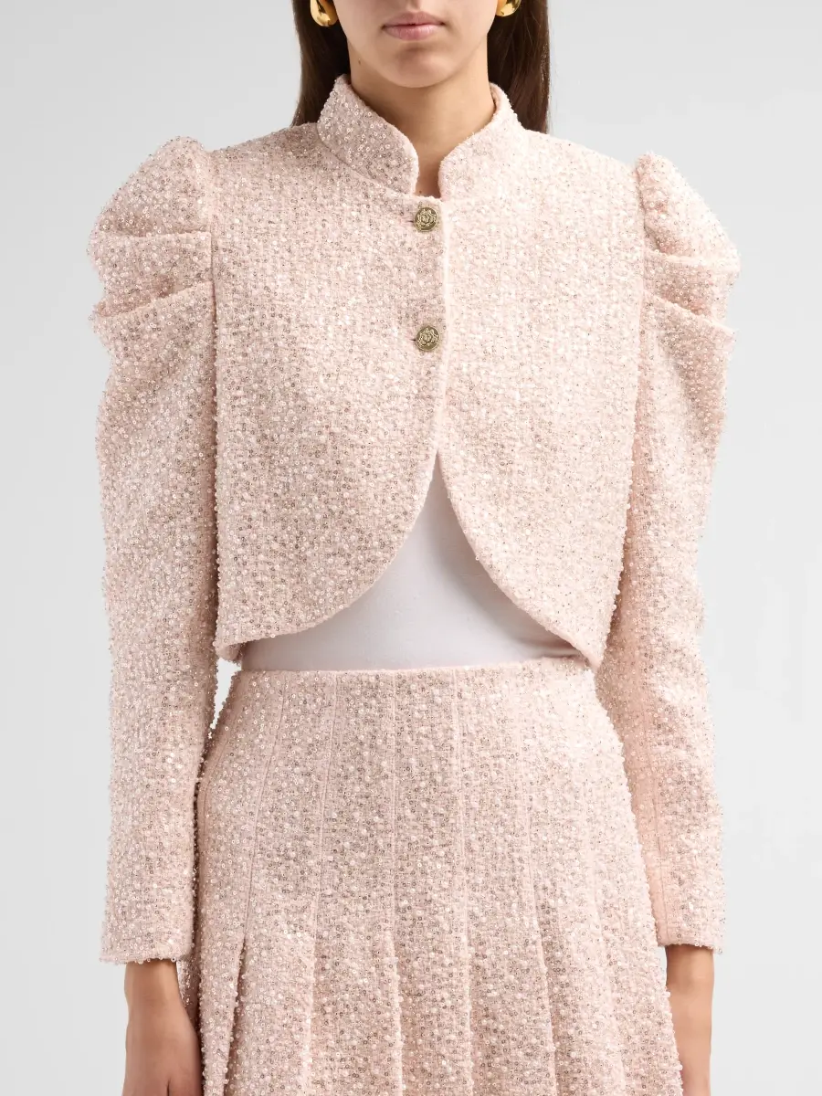 Alice + Olivia Women's Ilaria Embell Tweed Cropped Jacket | Thumbnail 5 Alice + Olivia Women's Ilaria Embell Tweed Cropped Jacket | Thumbnail 5