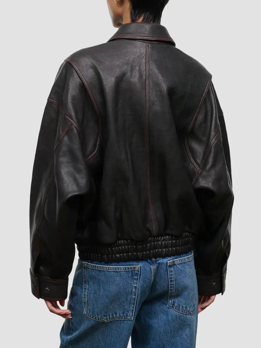 Staud Women's Eugene Zip Leather Jacket | Thumbnail 3 Staud Women's Eugene Zip Leather Jacket | Thumbnail 3