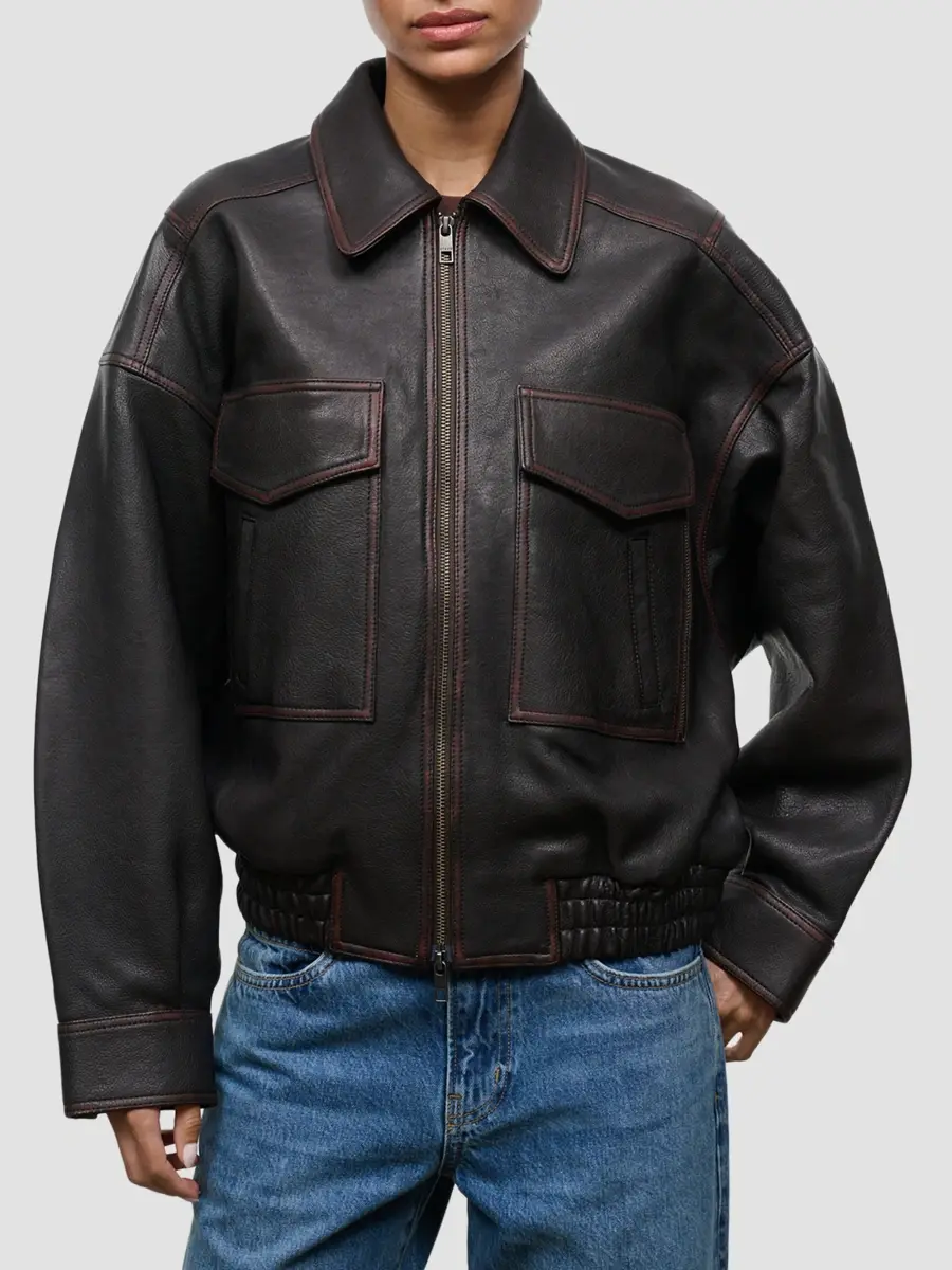 Staud Women's Eugene Zip Leather Jacket | Thumbnail 4 Staud Women's Eugene Zip Leather Jacket | Thumbnail 4