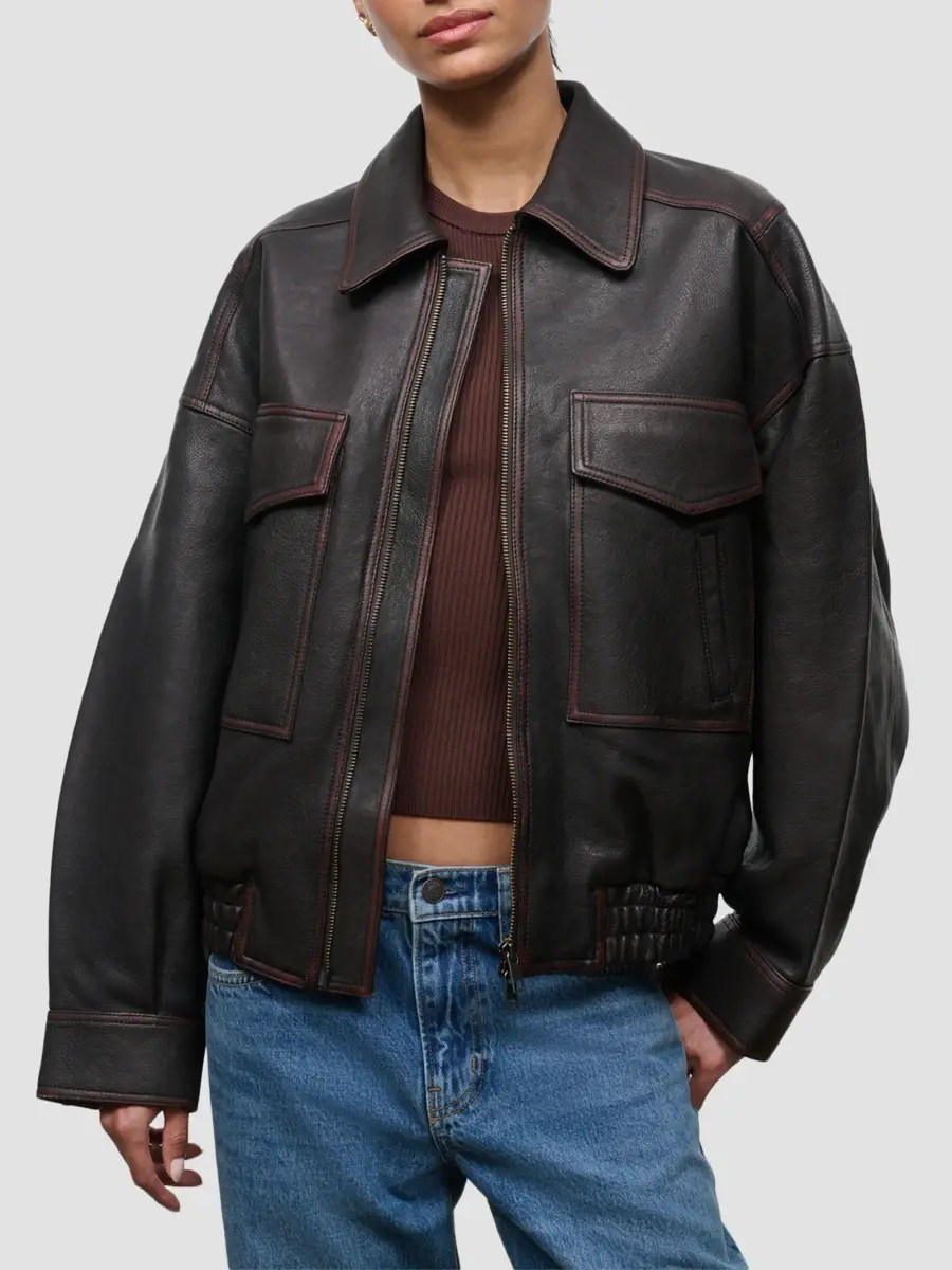 Staud Women's Eugene Zip Leather Jacket | Thumbnail 5 Staud Women's Eugene Zip Leather Jacket | Thumbnail 5