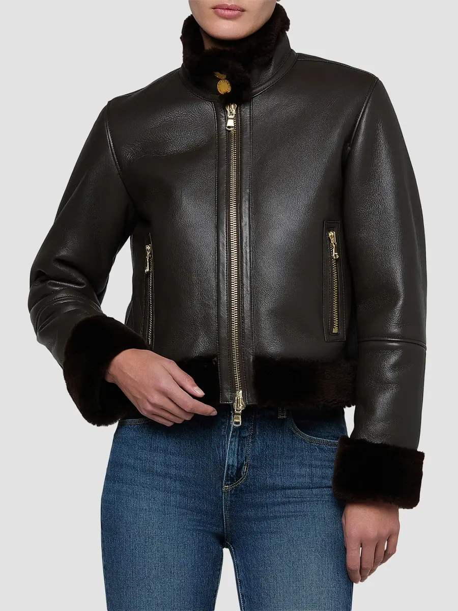 L'Agence Women's Glacia Shearling-Trimmed Jacket | Thumbnail 4