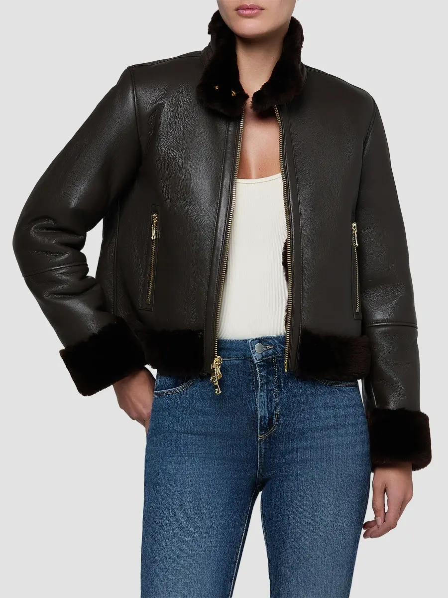 L'Agence Women's Glacia Shearling-Trimmed Jacket | Thumbnail 5