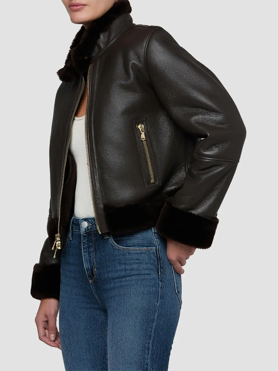 L'Agence Women's Glacia Shearling-Trimmed Jacket | Thumbnail 6