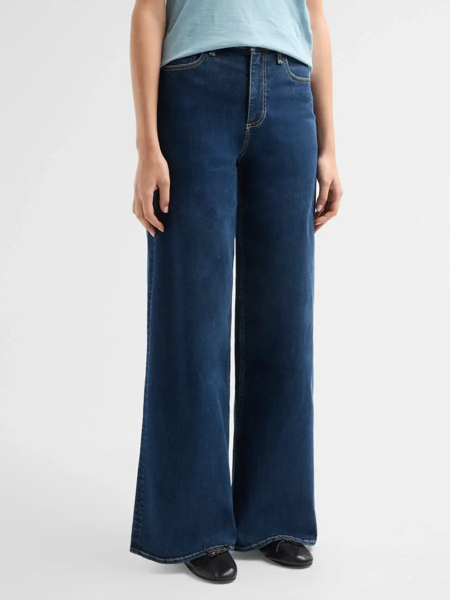 rag & bone Women's Sofie Stretch-Denim High-Rise, Wide-Leg Jeans | Thumbnail 4