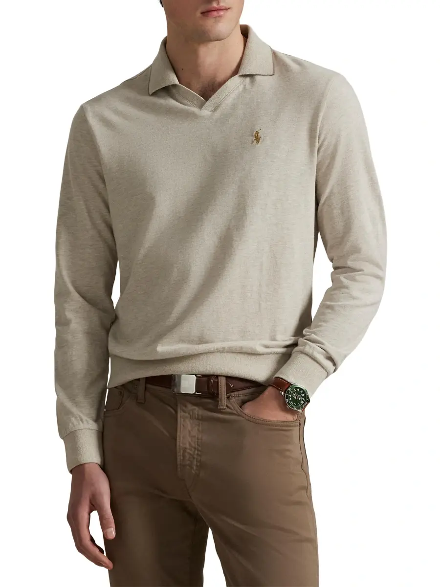 Polo Ralph Lauren Men's Textured Cotton Jersey Polo Shirt | Thumbnail 3