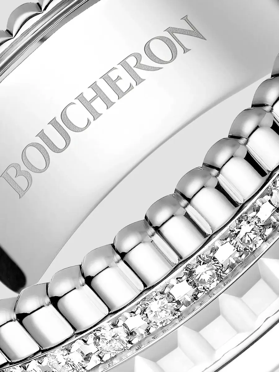 Boucheron Women's Quatre 18K White Gold, Hyceram & 0.26 TCW Diamond Ring | Thumbnail 4