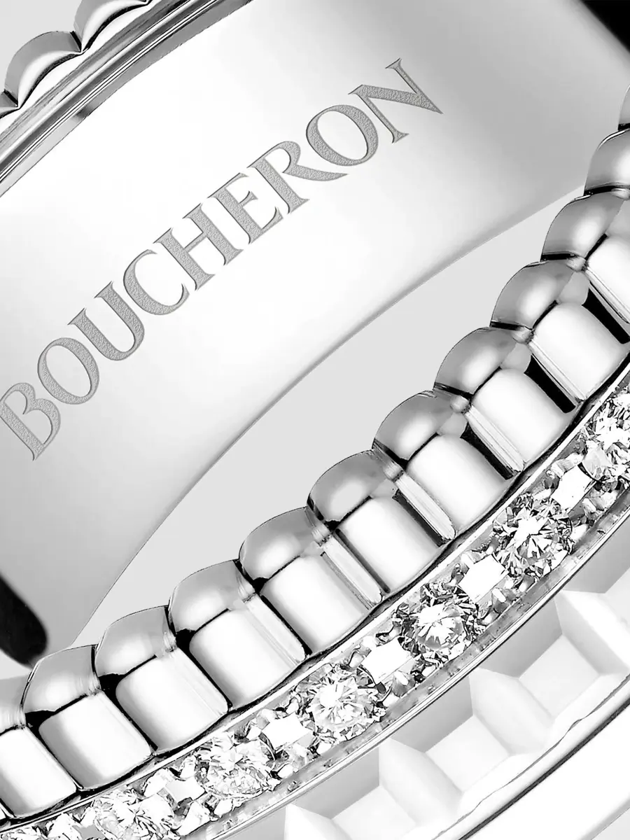Boucheron Women's Quatre Double White Edition 18K White Gold, HyCeram & 0.26 TCW Diamond Ring | Thumbnail 4