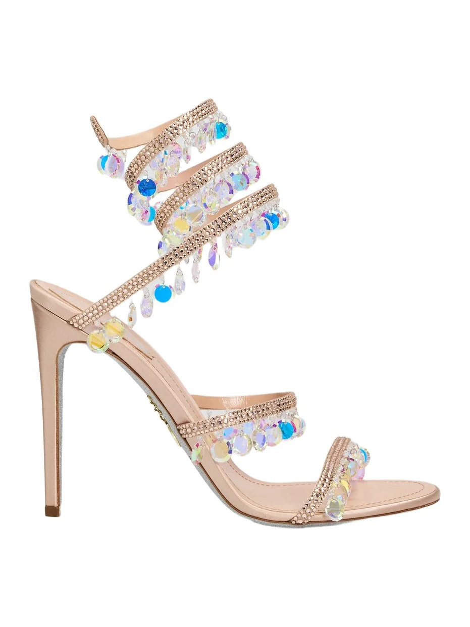 René Caovilla Women's Chandelier 105MM Embellished Satin Sandals