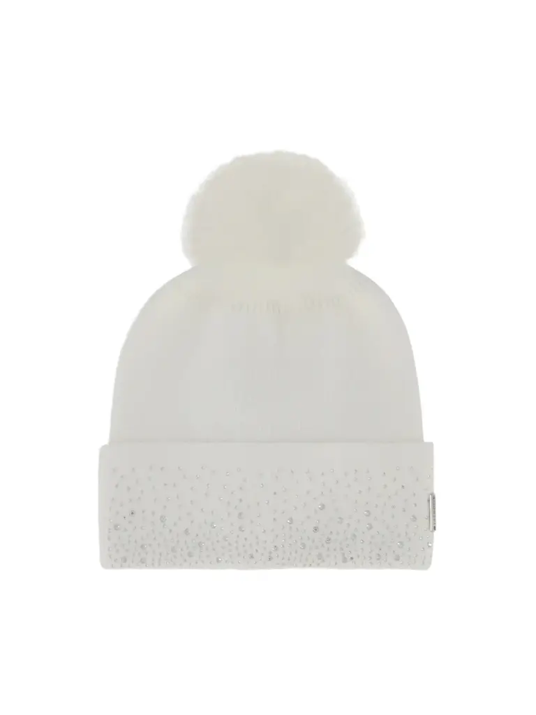 Women's Embellished Beanie with Merinillo Shearling Lamb Pompom Women's Embellished Beanie with Merinillo Shearling Lamb Pompom