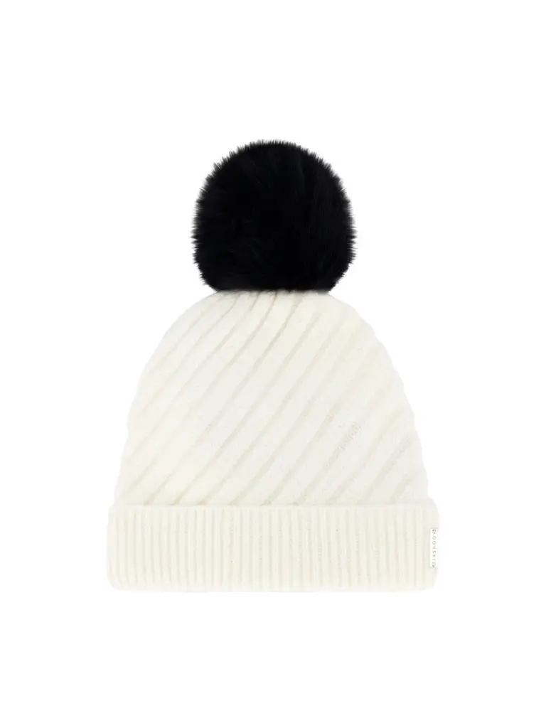 Women's Select Cashmere Cable Knit Beanie Hat with Merinillo Shearling Lamb Pompom Women's Select Cashmere Cable Knit Beanie Hat with Merinillo Shearling Lamb Pompom