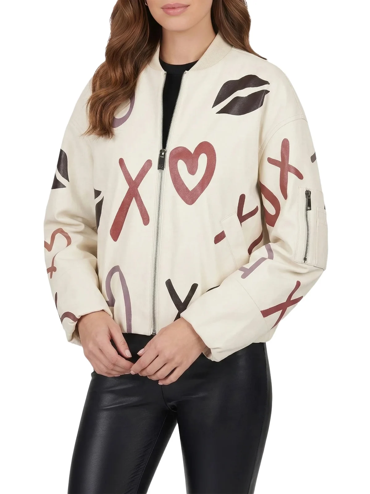 Gorski Women's Leather Bomber Zip Jacket
