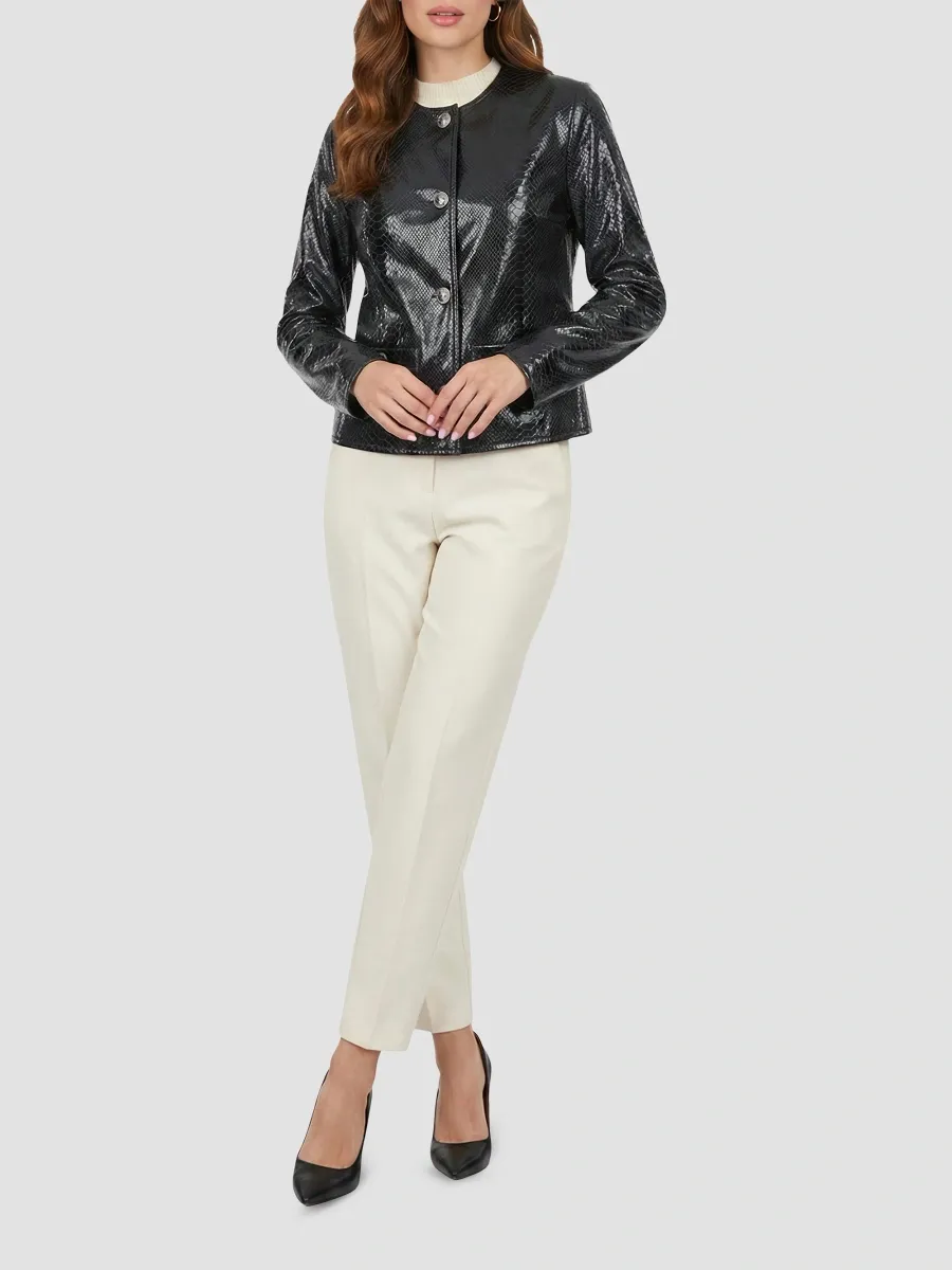 Gorski Women's Metis Suede Python Printed Jacket | Thumbnail 2 Gorski Women's Metis Suede Python Printed Jacket | Thumbnail 2