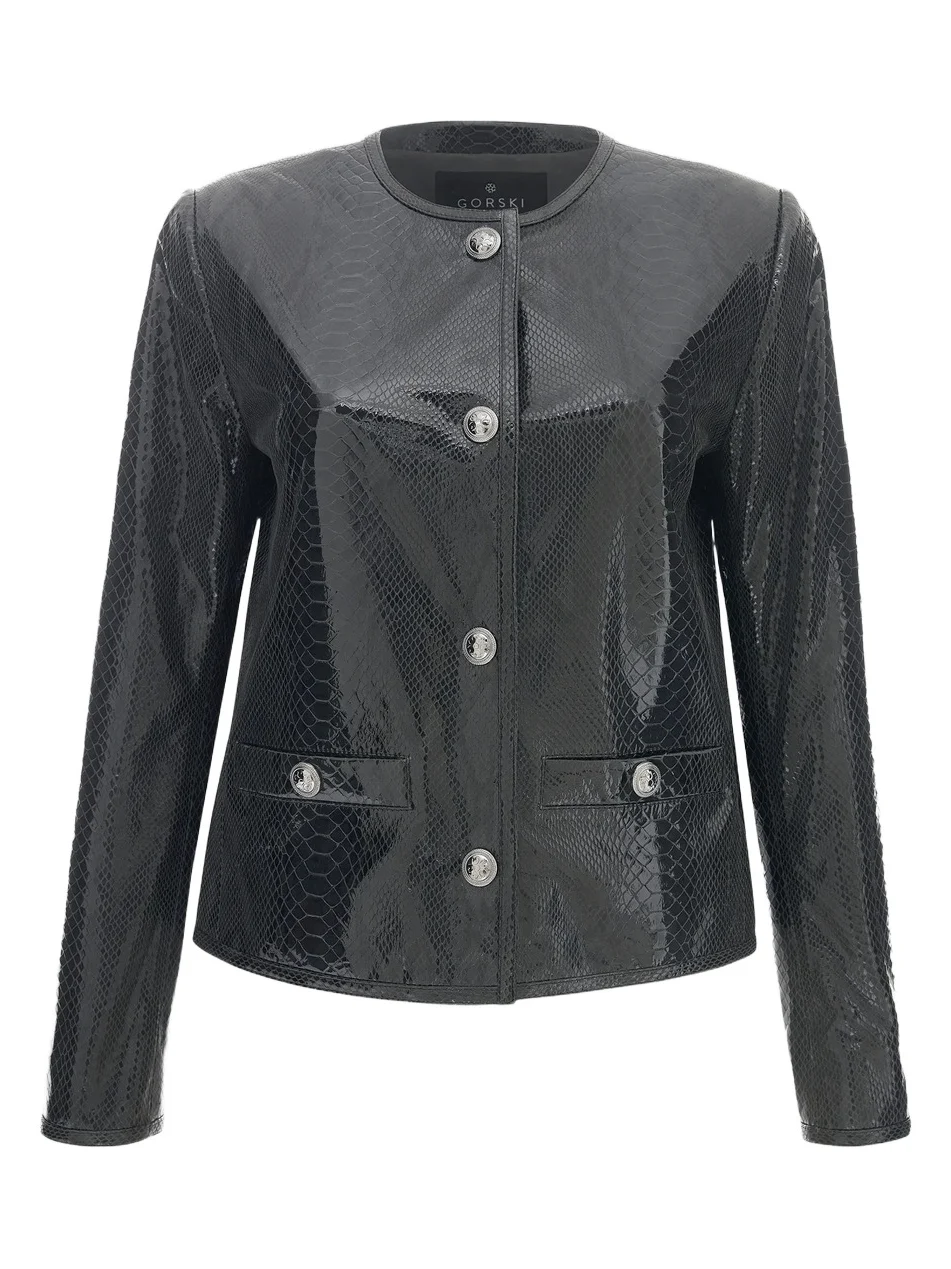 Gorski Women's Metis Suede Python Printed Jacket