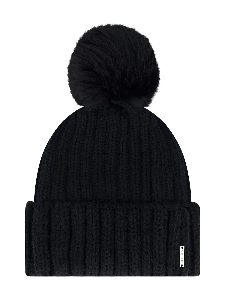 Gorski Women's Knit Hat with Merinillo Shearling Lamb Pompom