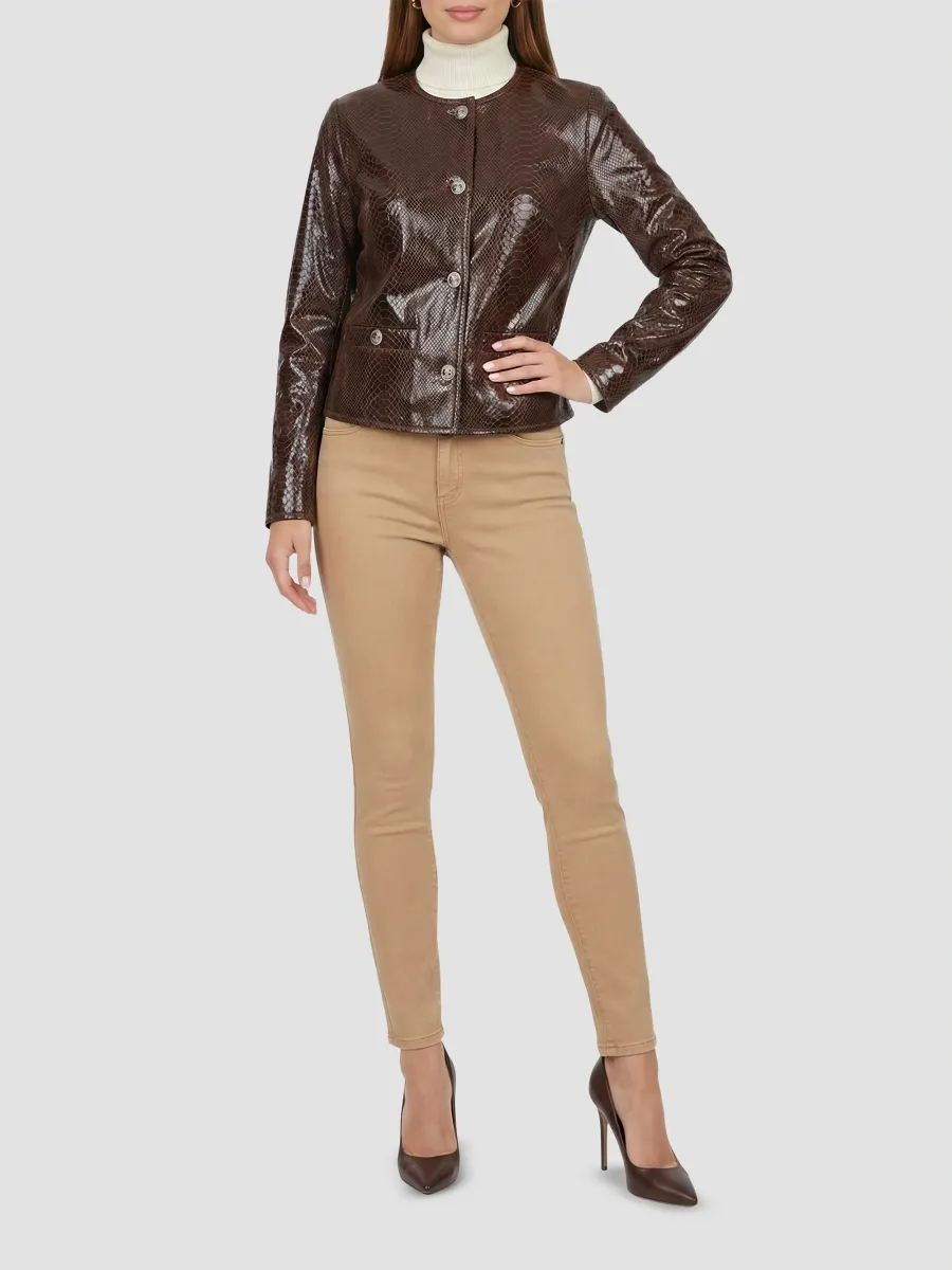 Gorski Women's Metis Suede Python Printed Jacket | Thumbnail 2 Gorski Women's Metis Suede Python Printed Jacket | Thumbnail 2
