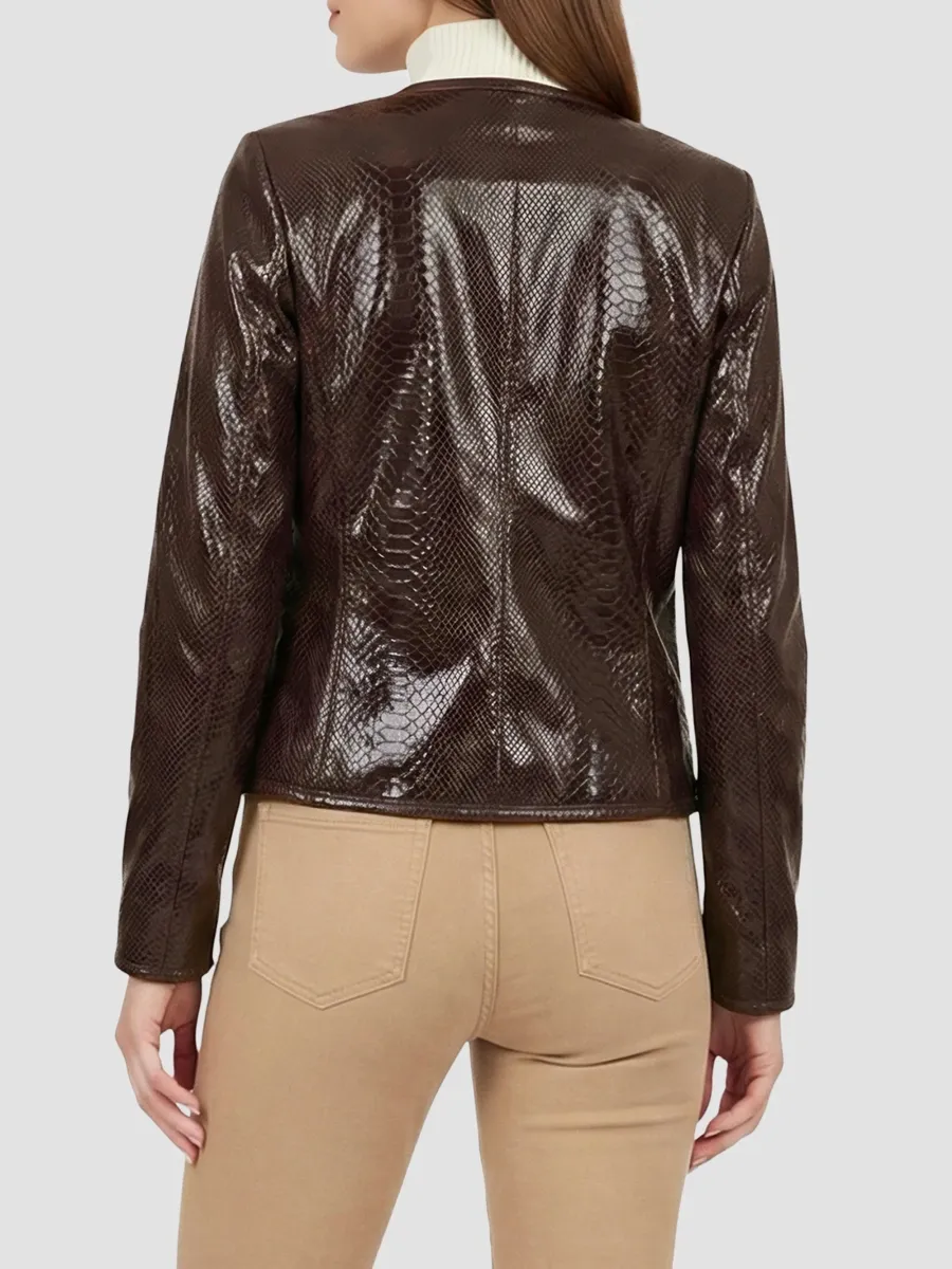 Gorski Women's Metis Suede Python Printed Jacket | Thumbnail 5 Gorski Women's Metis Suede Python Printed Jacket | Thumbnail 5
