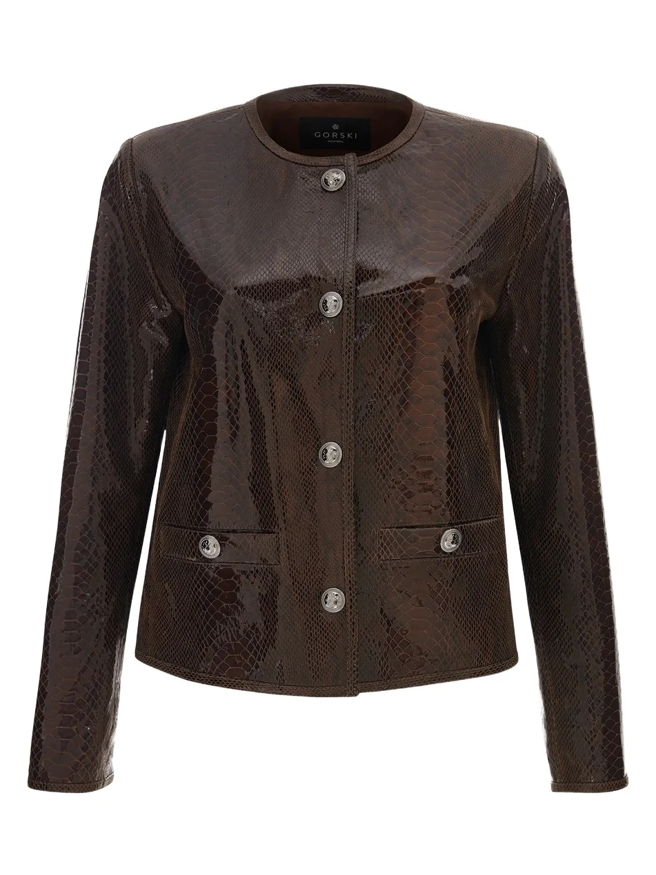 Women's Metis Suede Python Printed Jacket Women's Metis Suede Python Printed Jacket