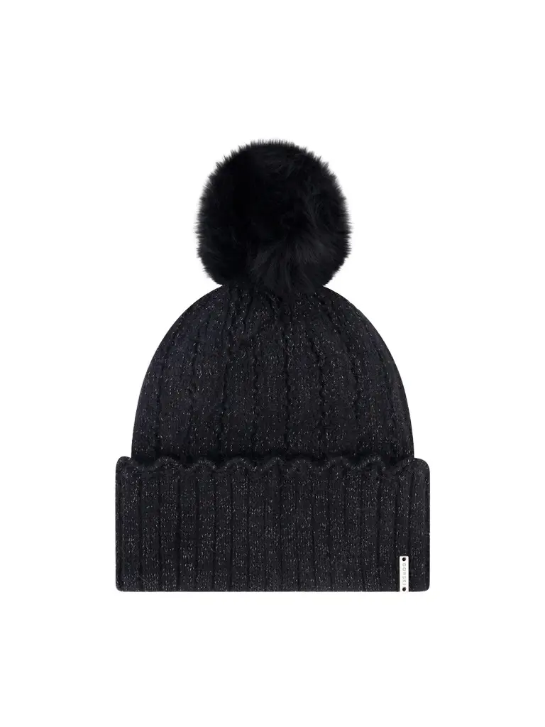 Women's Knit Beanie Hat with Merinillo Shearling Lamb Pompom Women's Knit Beanie Hat with Merinillo Shearling Lamb Pompom