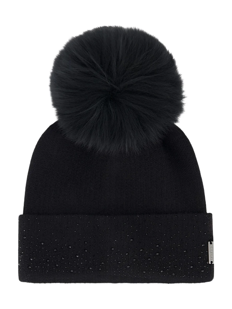 Gorski Women's Embellished Beanie with Merinillo Shearling Lamb Pompom