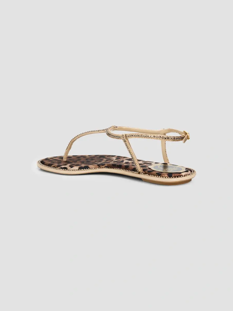 René Caovilla Women's Satin Leopard Footbed Sandals | Thumbnail 4