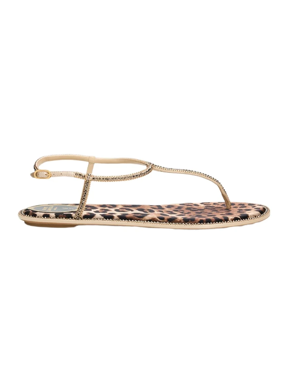Women's Satin Leopard Footbed Sandals