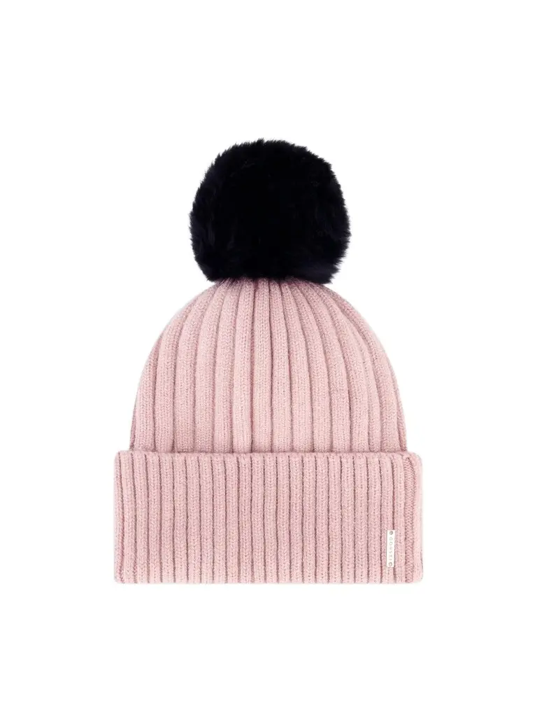 Women's Metallic Wool Blend Knit Beanie Hat with Merinillo Shearling Lamb Pompom Women's Metallic Wool Blend Knit Beanie Hat with Merinillo Shearling Lamb Pompom