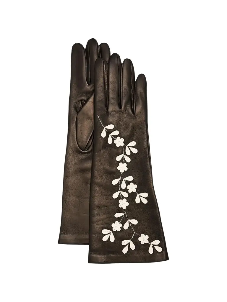 PORTOLANO Women's Floral Leather Gloves