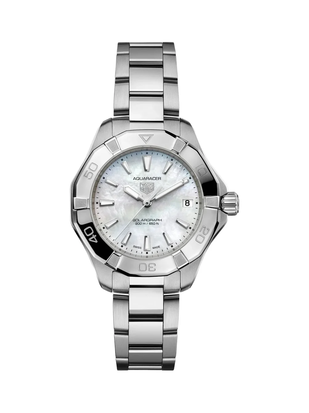 TAG Heuer Women's Aquaracer Professional 200 Solargraph Stainless Steel & Mother-Of-Pearl Bracelet Watch/34MM